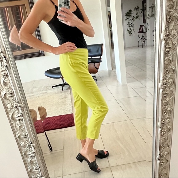 St John Yellow Pull-up Ankle Pants Trousers Size 4 - Picture 1 of 9